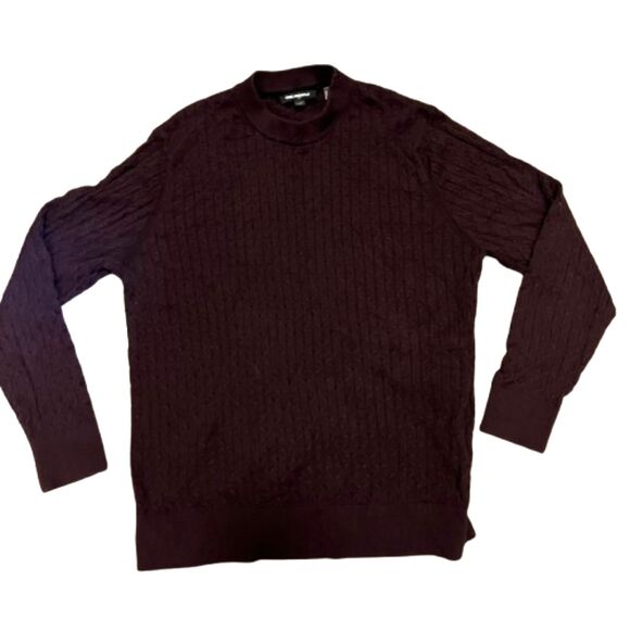 Karl Lagerfeld Paris Mens Cotton Burgundy Knit Crewneck Size L - Picture 1 of 4